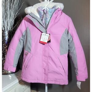 Girls ZeroXposur Pink Gray Heavyweight Waterproof Winter 3 In 1 Coat Sz L 14/16